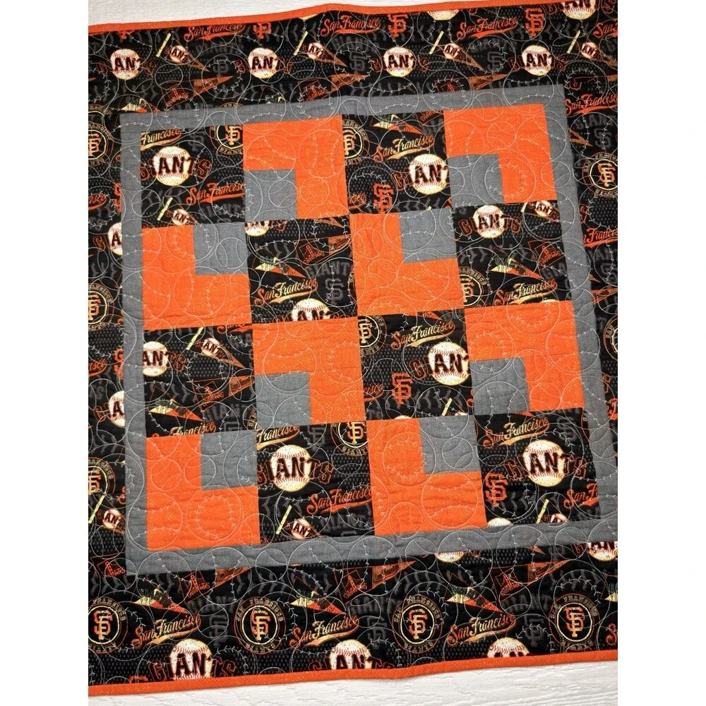 SF Giants Reversible Handmade Quilt Blanket 30x30 MLB Baseball Stitch Patchwork